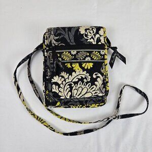 Vera Bradley Quilted Crossbody Bag w/Matching Coin Purse Black Gray Yellow White